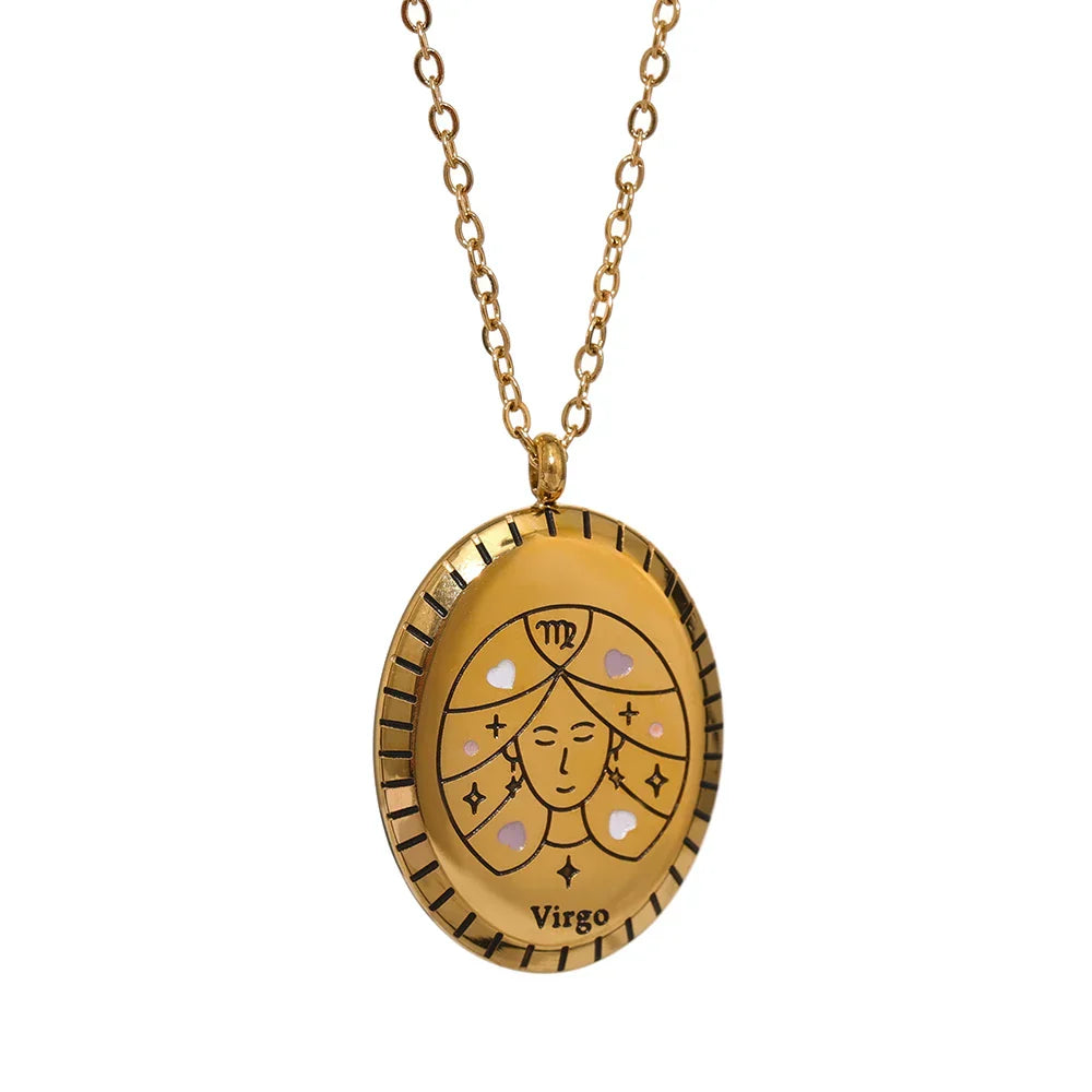 Constelaciones del Zodíaco Medal Necklace (18K Gold Plated)