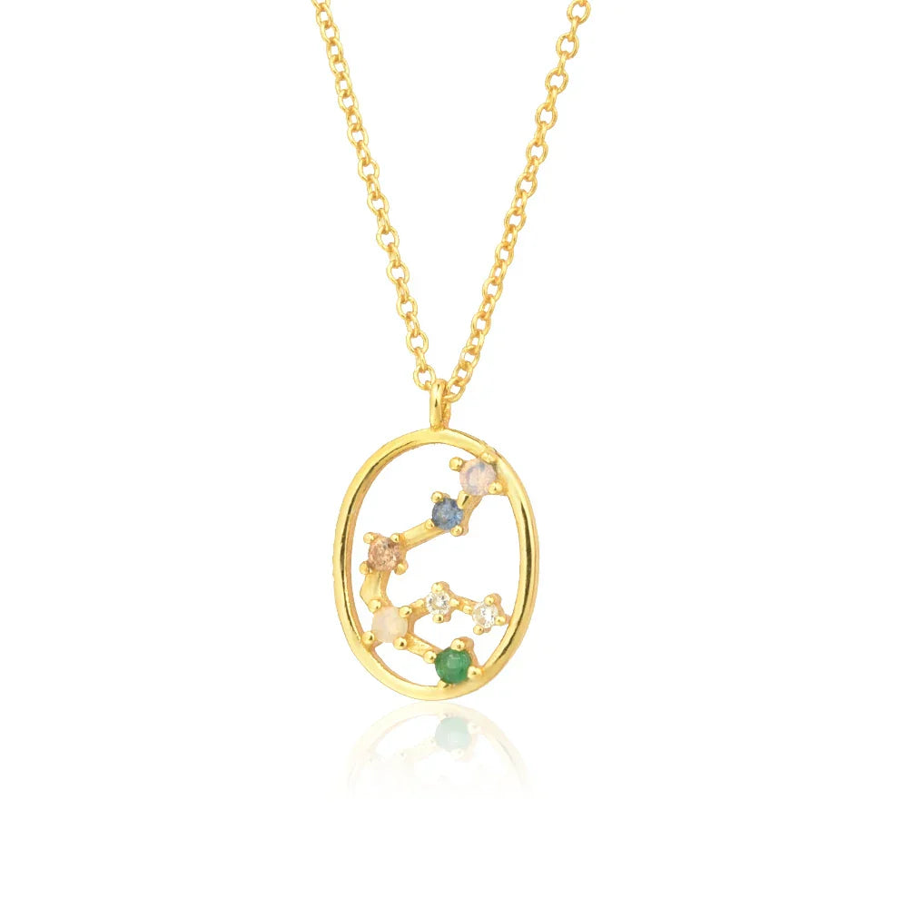 Constelaciones del Zodíaco Circonio Colorido Necklace (18K Gold Plated)