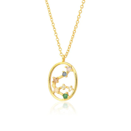 Constelaciones del Zodíaco Circonio Colorido Necklace (18K Gold Plated)