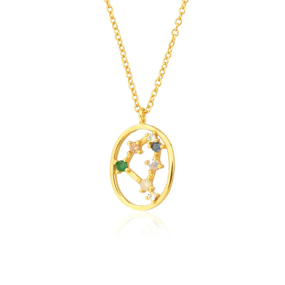 Constelaciones del Zodíaco Circonio Colorido Necklace (18K Gold Plated)