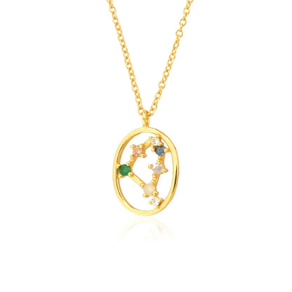 Constelaciones del Zodíaco Circonio Colorido Necklace (18K Gold Plated)