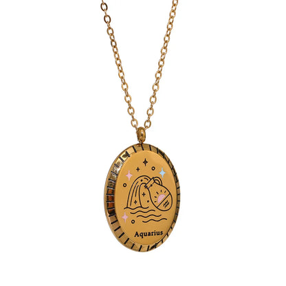 Constelaciones del Zodíaco Medal Necklace (18K Gold Plated)