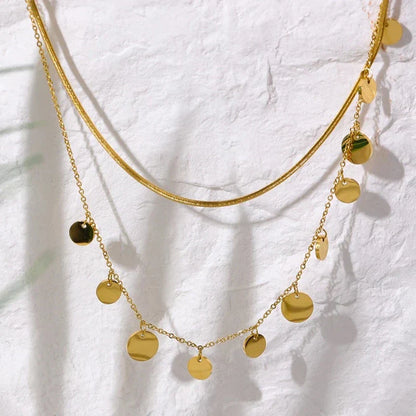 Mezcla of Necklace of Capas with Medals and Malla (18K Gold Plated)