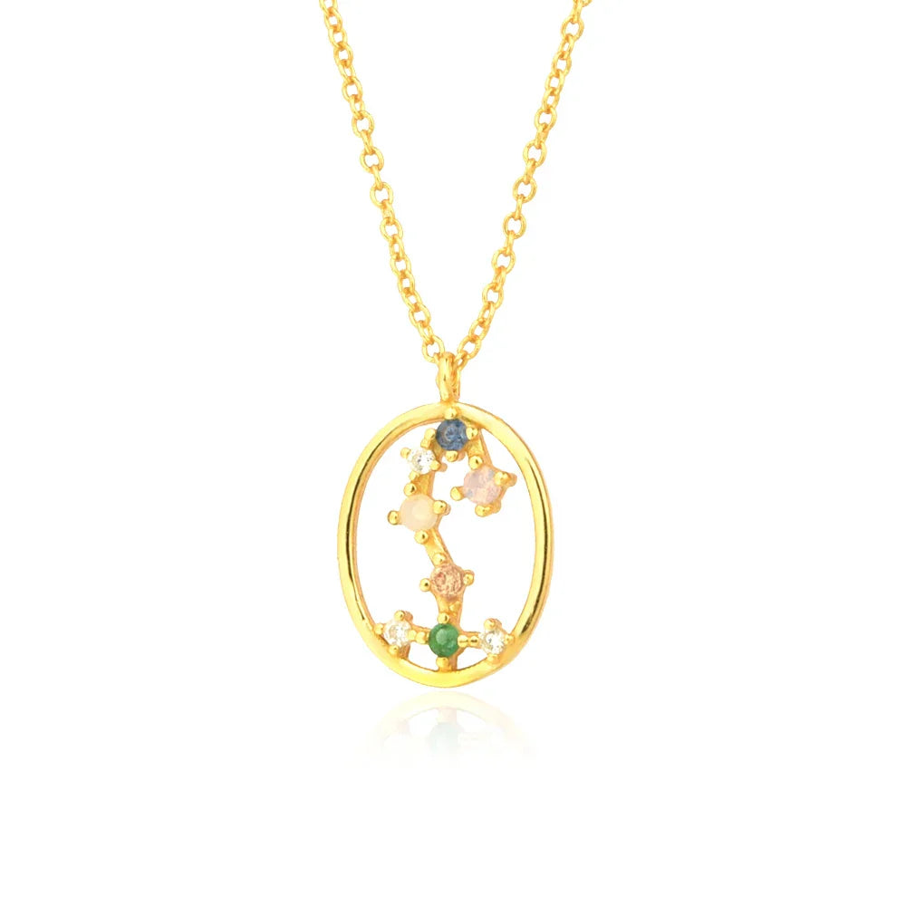 Constelaciones del Zodíaco Circonio Colorido Necklace (18K Gold Plated)