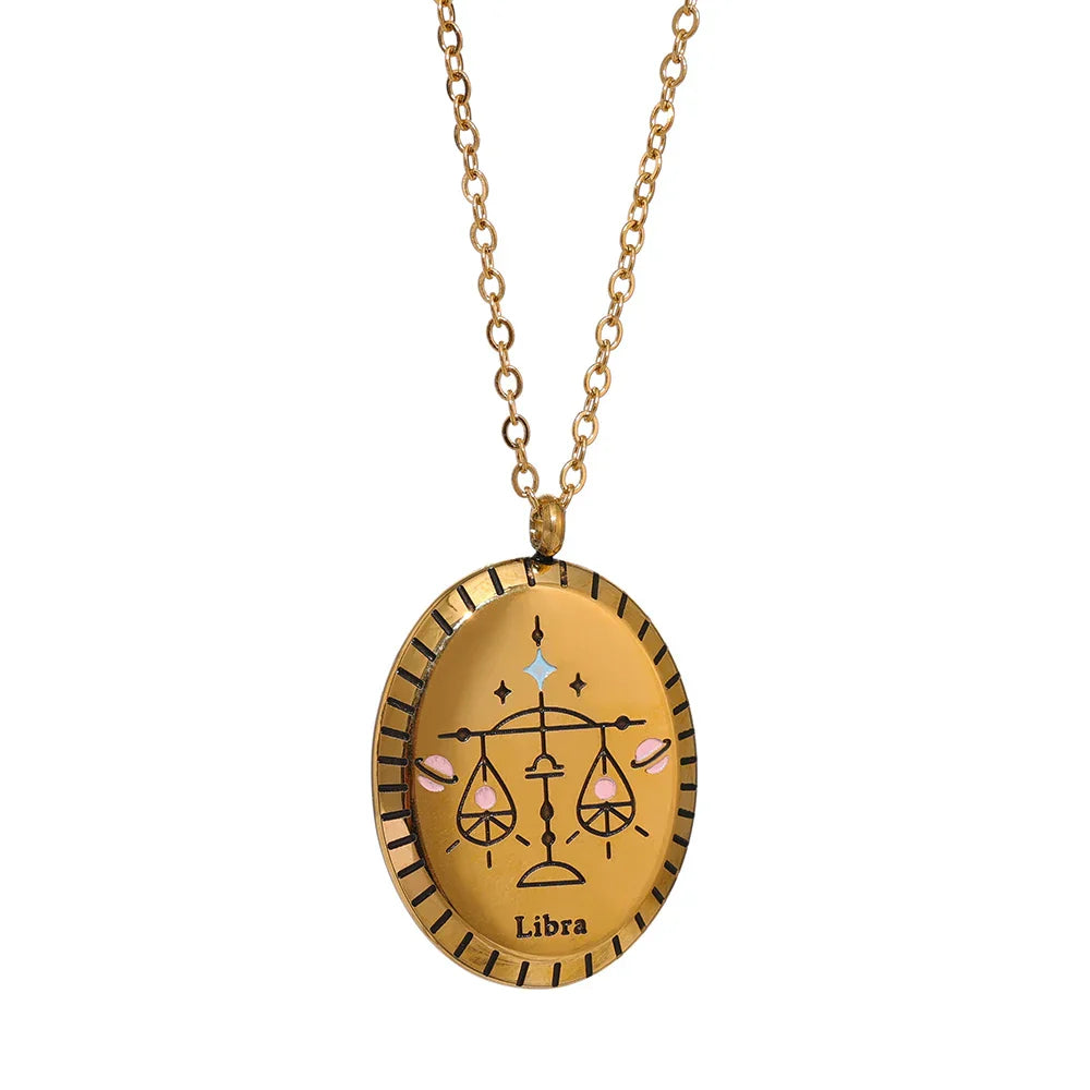 Constelaciones del Zodíaco Medal Necklace (18K Gold Plated)