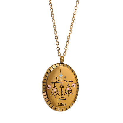 Constelaciones del Zodíaco Medal Necklace (18K Gold Plated)