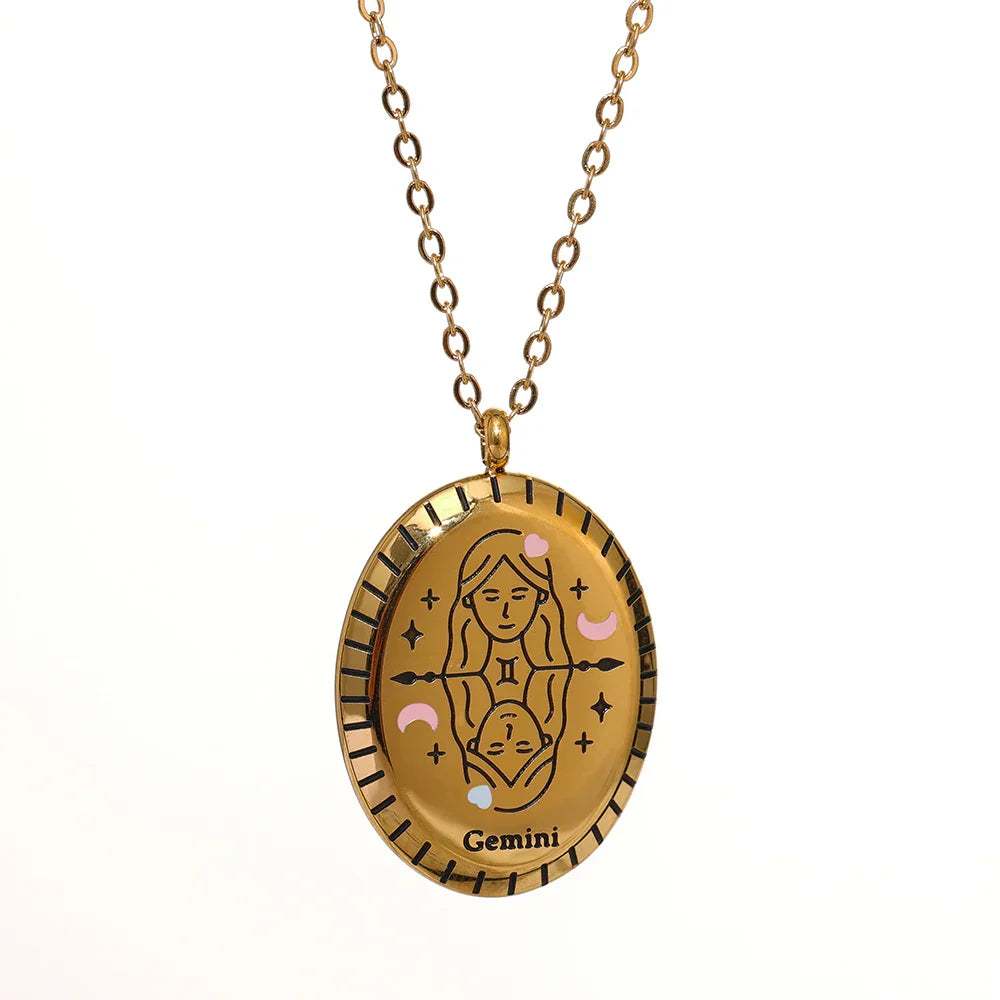 Constelaciones del Zodíaco Medal Necklace (18K Gold Plated)