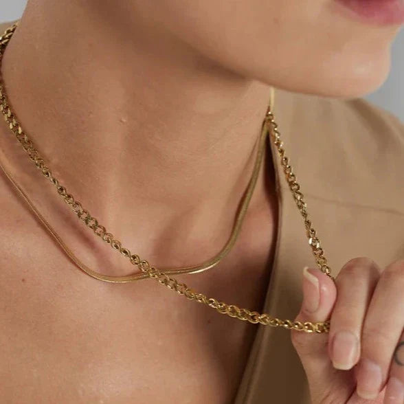 Capas of Malla and Chain Necklace (18K Gold Plated)