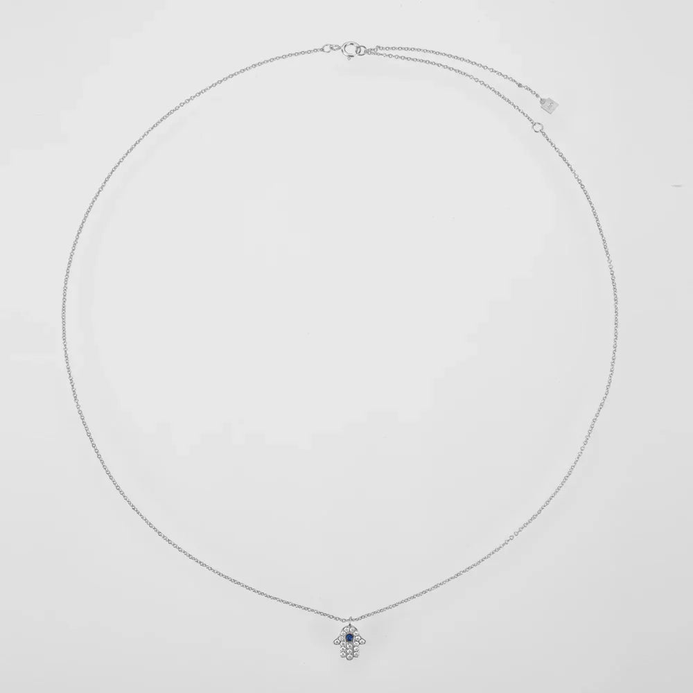 Hand of Fatima Hamsa with Zirconia Necklace (18K Gold Plated)