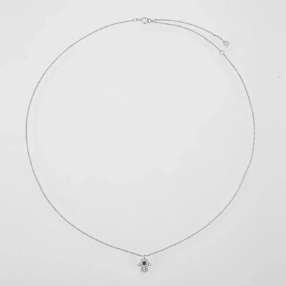 Hand of Fatima Hamsa with Zirconia Necklace (18K Gold Plated)