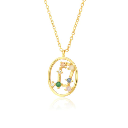 Constelaciones del Zodíaco Circonio Colorido Necklace (18K Gold Plated)