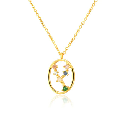 Constelaciones del Zodíaco Circonio Colorido Necklace (18K Gold Plated)