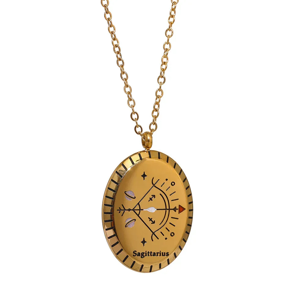 Constelaciones del Zodíaco Medal Necklace (18K Gold Plated)