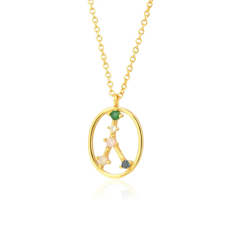 Constelaciones del Zodíaco Circonio Colorido Necklace (18K Gold Plated)