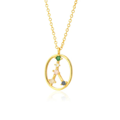 Constelaciones del Zodíaco Circonio Colorido Necklace (18K Gold Plated)