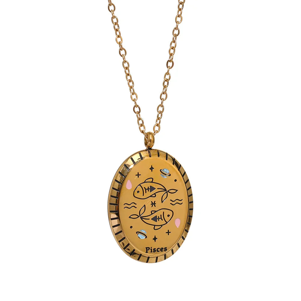 Constelaciones del Zodíaco Medal Necklace (18K Gold Plated)