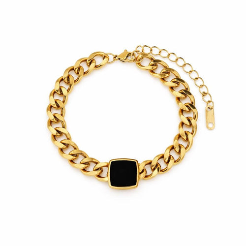 Chain Ónix Square Bracelet (Gold Plated)