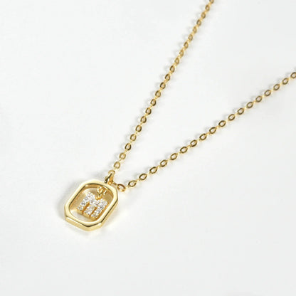 Iniciales with Zirconia Necklace (18K Gold Plated)