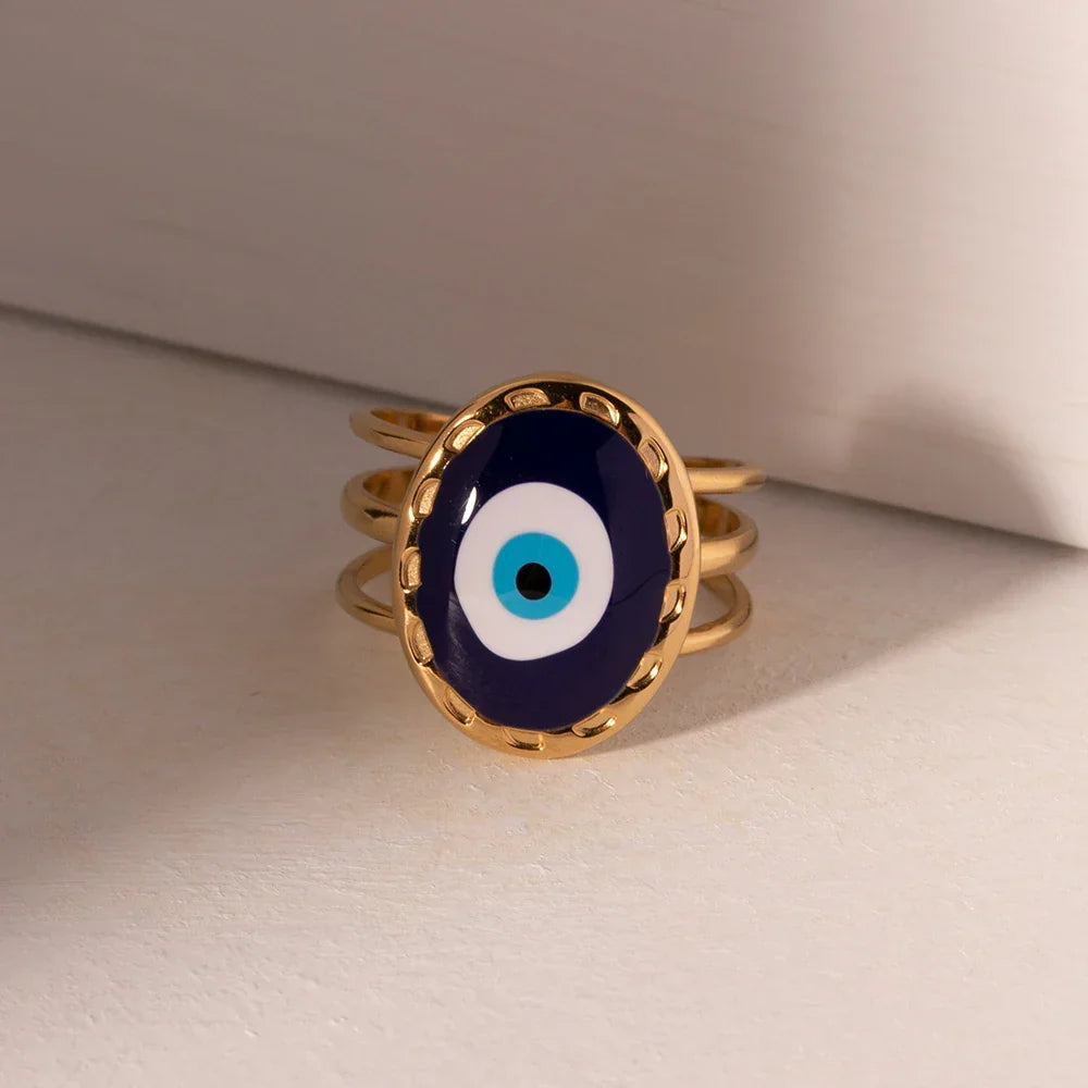 Amulet Turkish Eye Ring (Gold Plated)