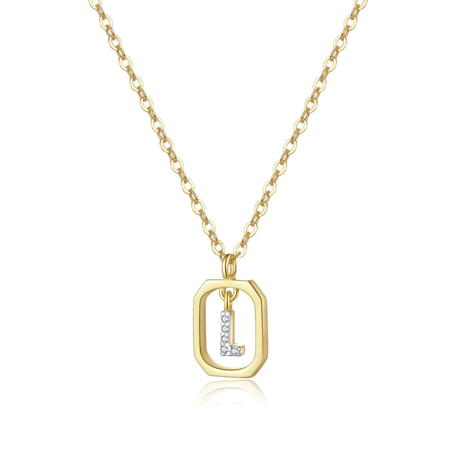 Iniciales with Zirconia Necklace (18K Gold Plated)