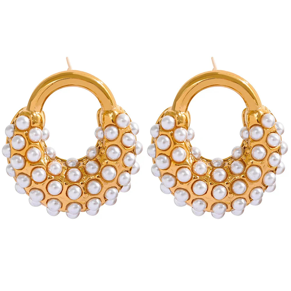 Set Spike Pearl: Bracelet + Earring + Ring (18K Gold Plated)