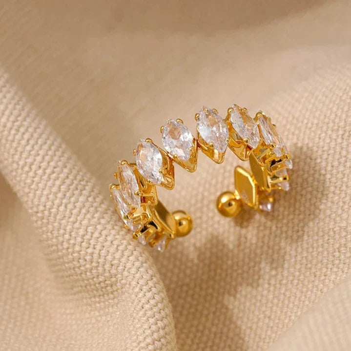 Vicenza with Crown of Zirconia Marquise Ring (18K Gold Plated)