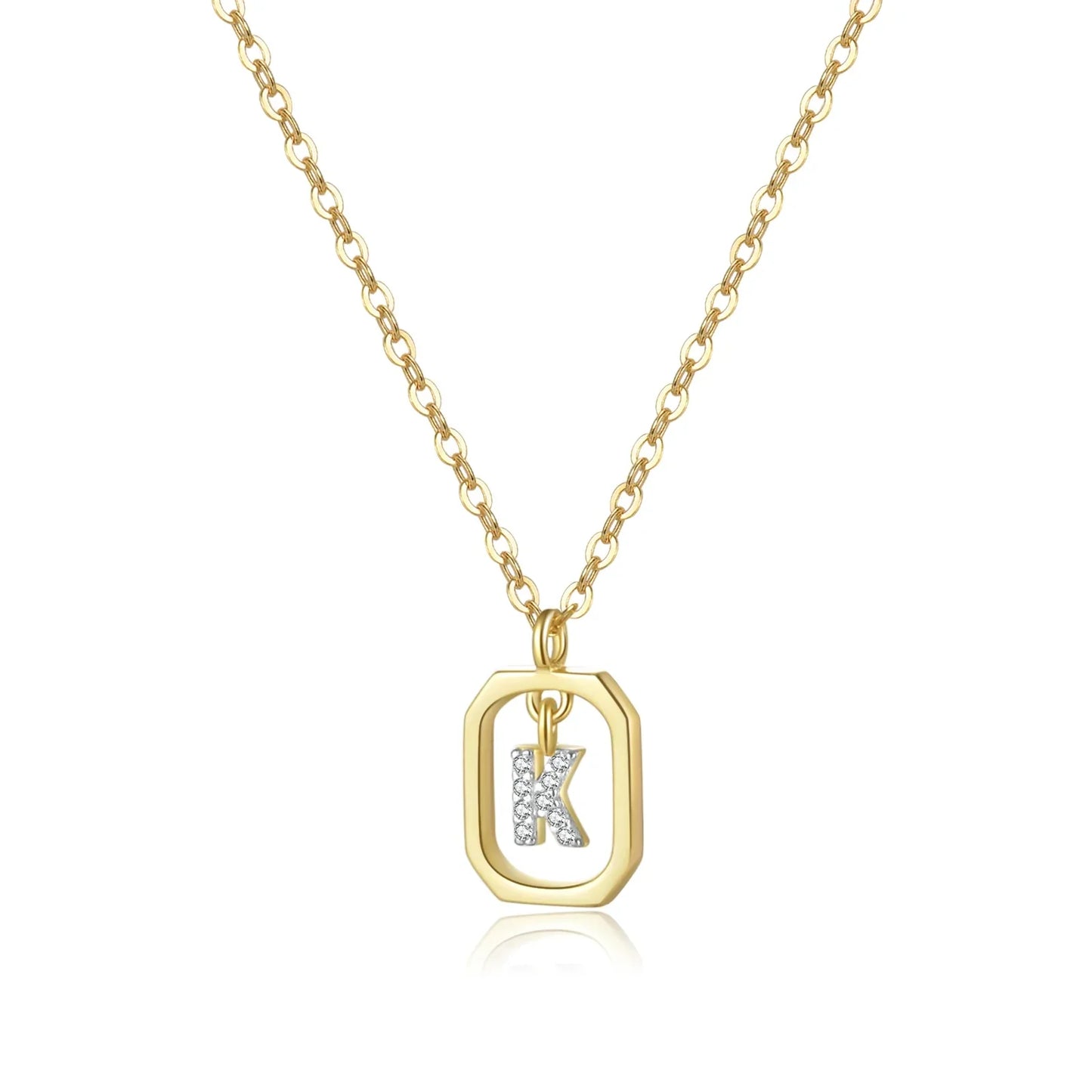 Iniciales with Zirconia Necklace (18K Gold Plated)