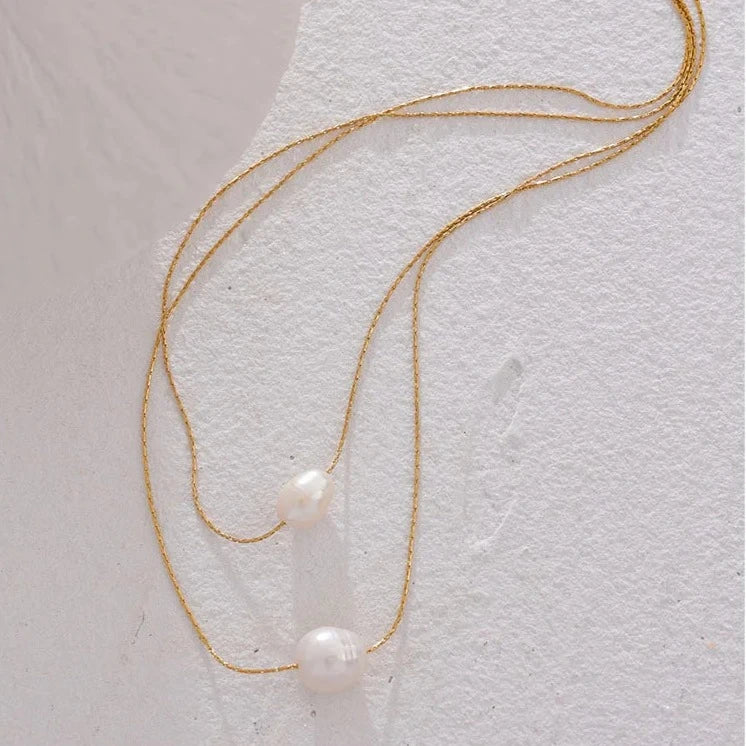 Pearl Dos Capas Necklace (18K Gold Plated)