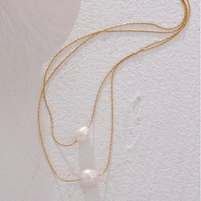 Pearl Dos Capas Necklace (18K Gold Plated)