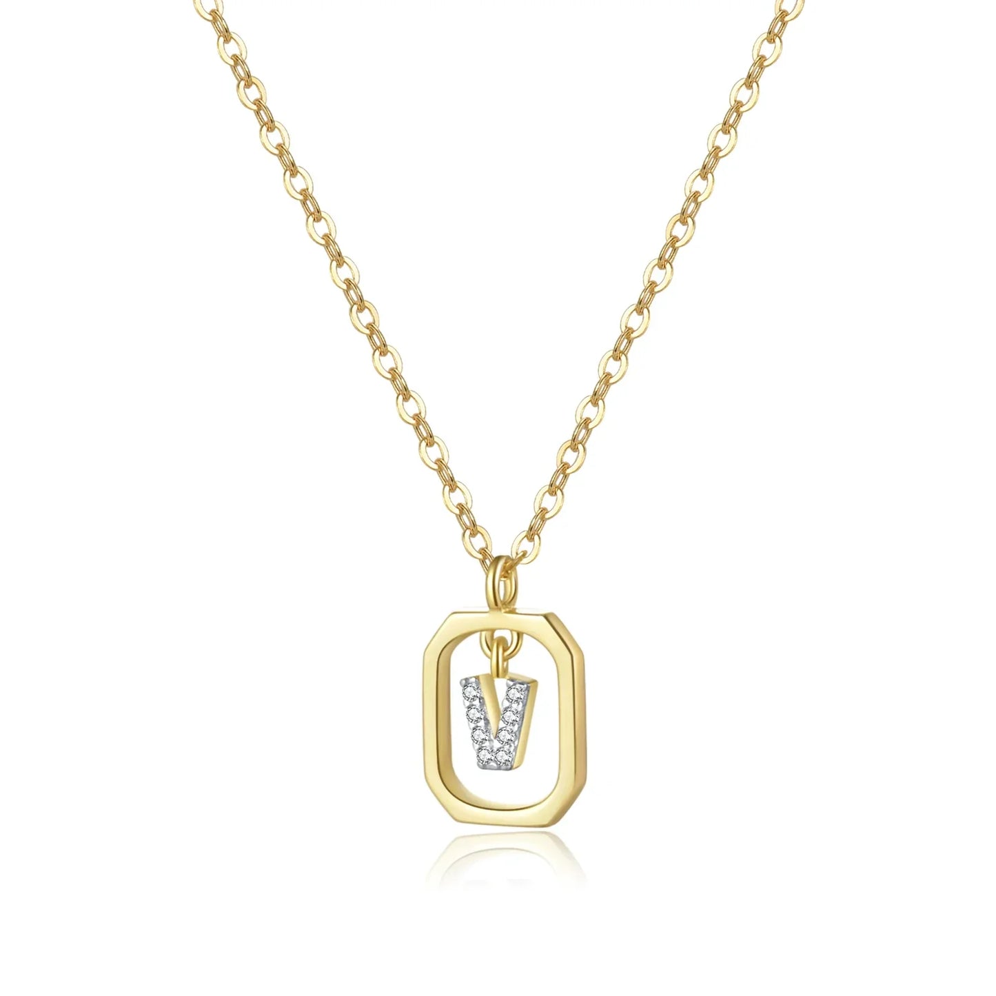 Iniciales with Zirconia Necklace (18K Gold Plated)