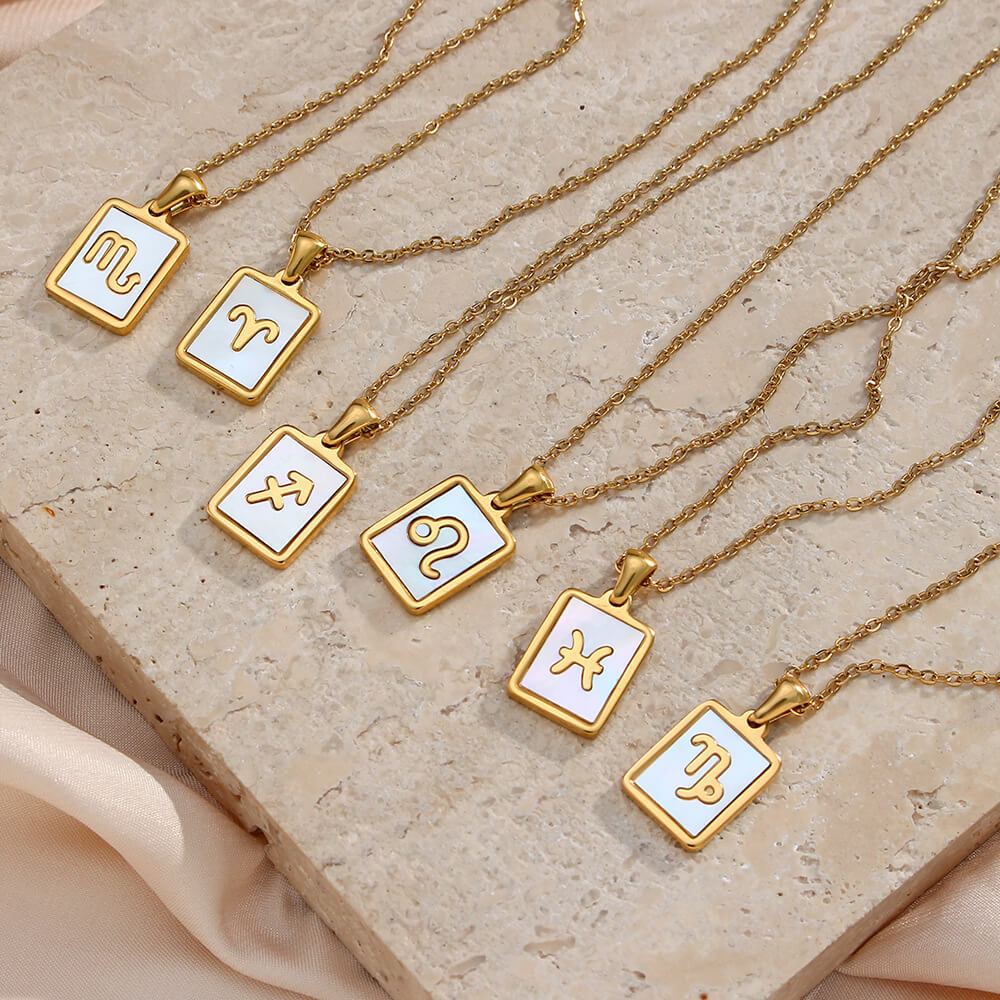 Collection of Necklaces Signos del Zodiac Perlado (18K Gold Plated)