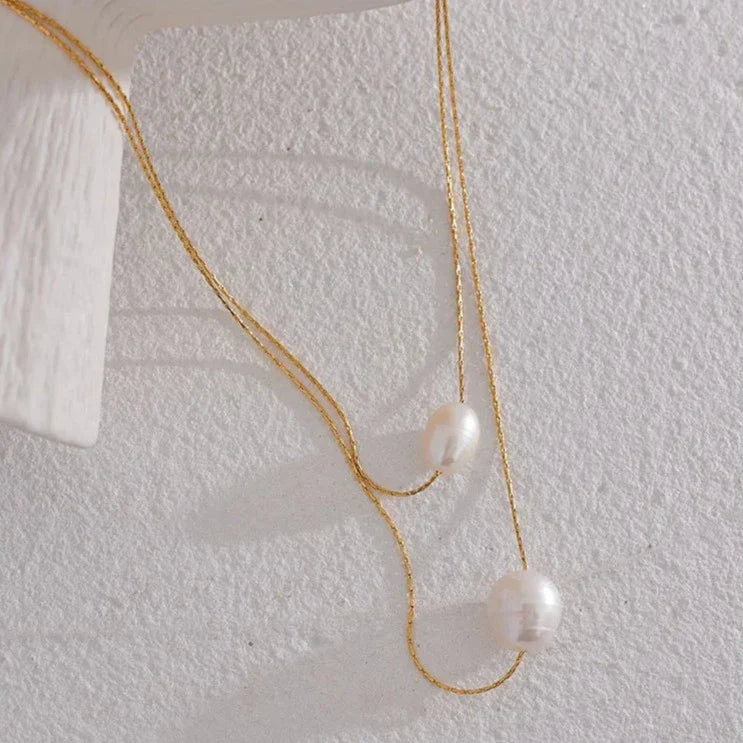Pearl Dos Capas Necklace (18K Gold Plated)
