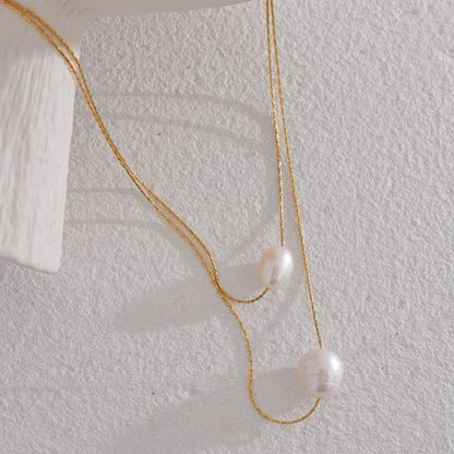 Pearl Dos Capas Necklace (18K Gold Plated)