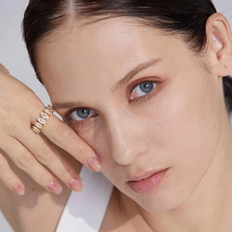 Vicenza with Crown of Zirconia Marquise Ring (18K Gold Plated)