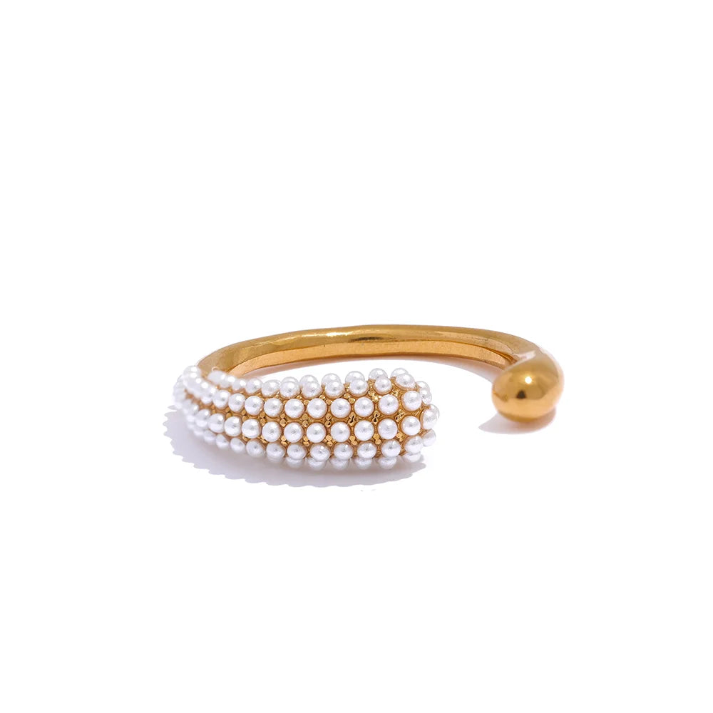 Set Spike Pearl: Bracelet + Earring + Ring (18K Gold Plated)
