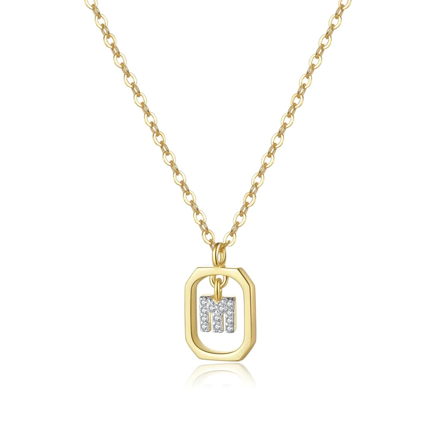 Iniciales with Zirconia Necklace (18K Gold Plated)