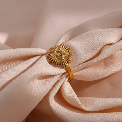 Set Occhio: Necklace + Ring Adjustable (Bañados in Gold 18K)
