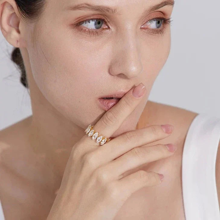 Vicenza with Crown of Zirconia Marquise Ring (18K Gold Plated)
