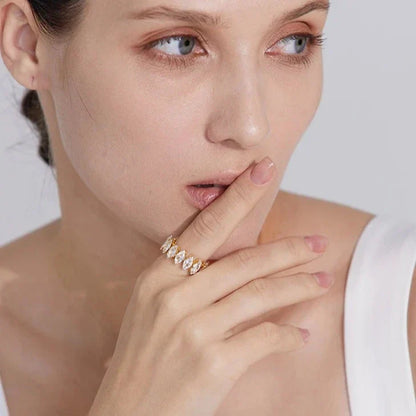 Vicenza with Crown of Zirconia Marquise Ring (18K Gold Plated)