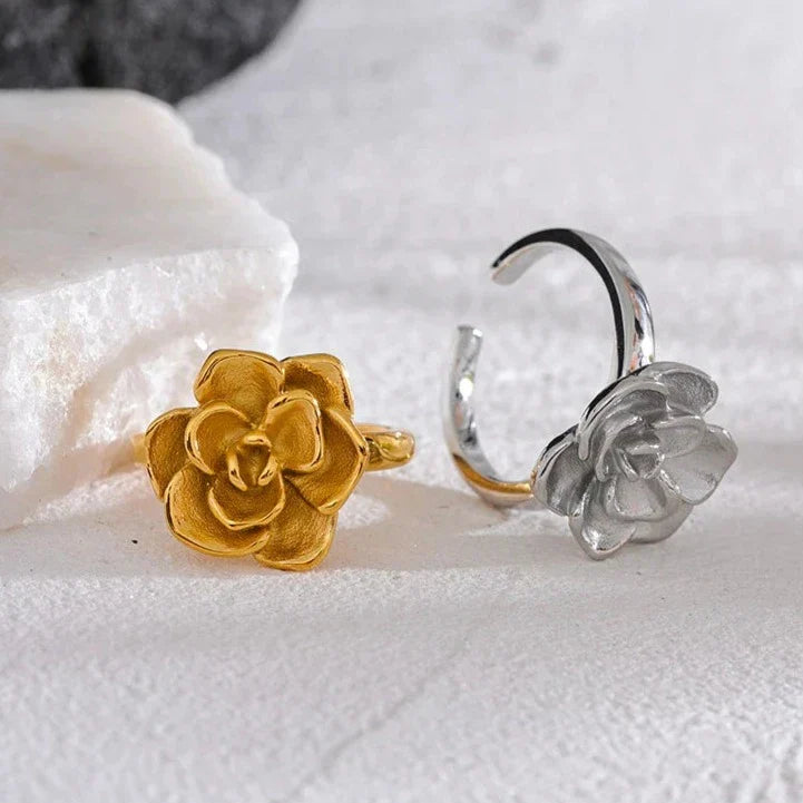 Lotus Adjustable Ring (18K Gold Plated)