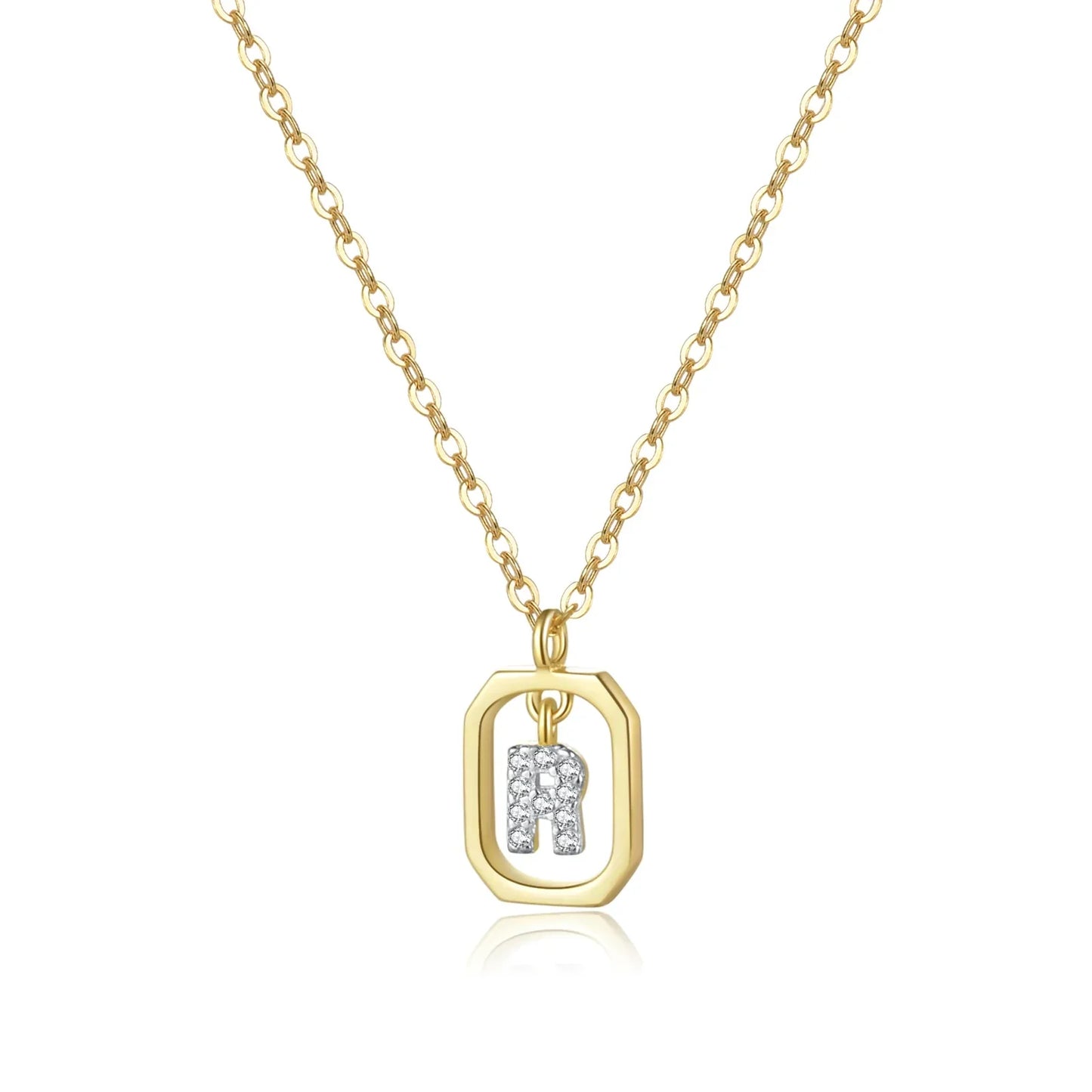 Iniciales with Zirconia Necklace (18K Gold Plated)