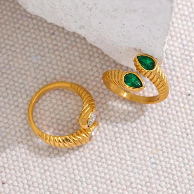Snake Adjustable with Zirconia Ring (18K Gold Plated)