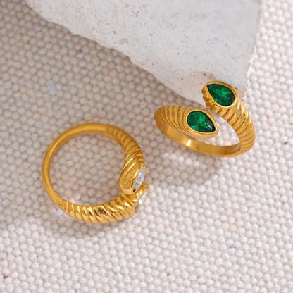 Snake Adjustable with Zirconia Ring (18K Gold Plated)