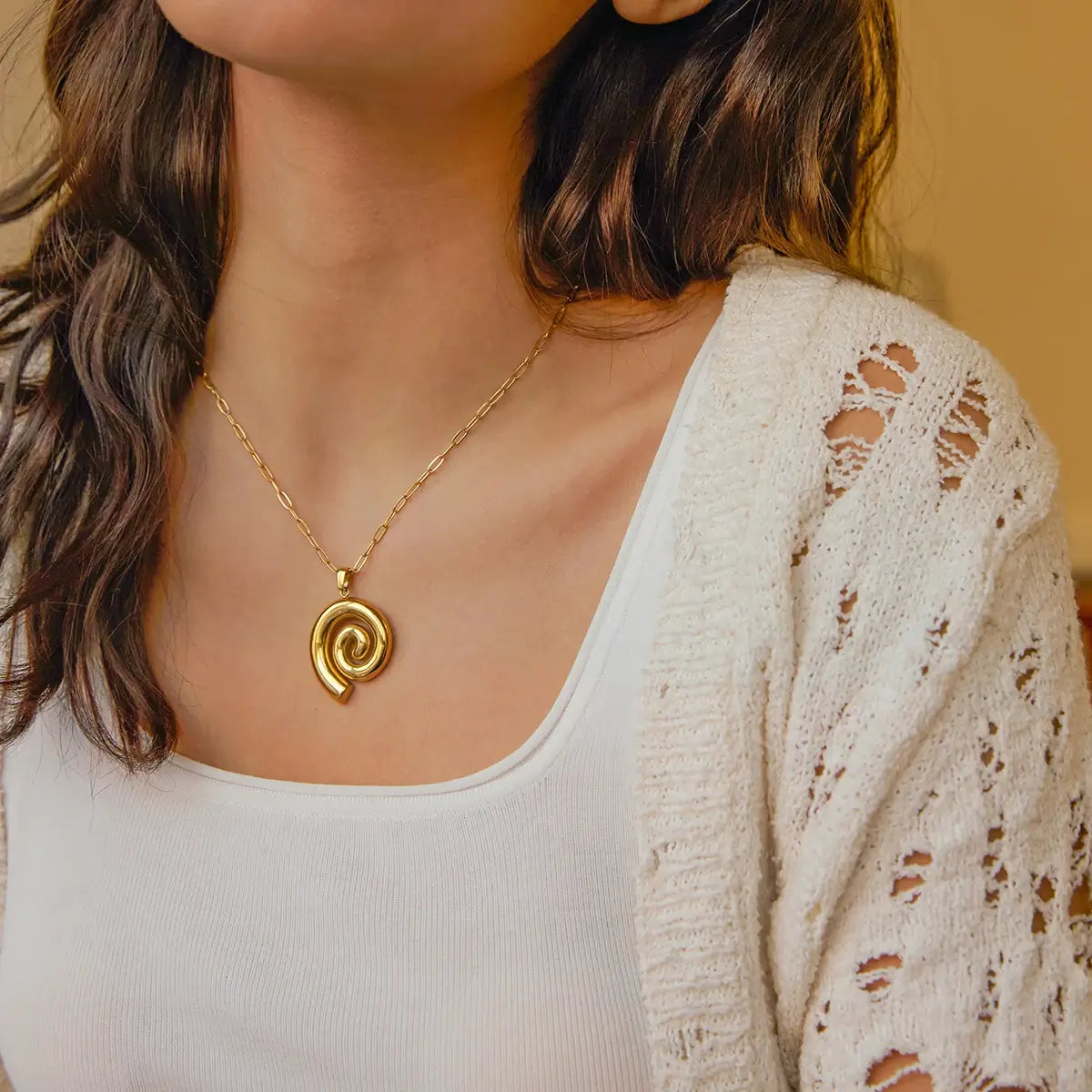 Set Espiral Chunky: Necklace + Earring (18K Gold Plated)