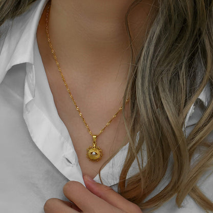 Set Occhio: Necklace + Ring Adjustable (Bañados in Gold 18K)