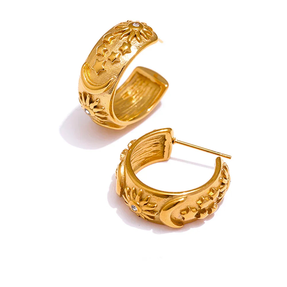 Set Celeste: Brazalete + Earring + Ring (18K Gold Plated)