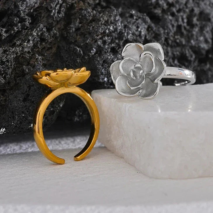 Lotus Adjustable Ring (18K Gold Plated)