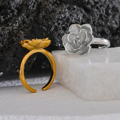 Lotus Adjustable Ring (18K Gold Plated)