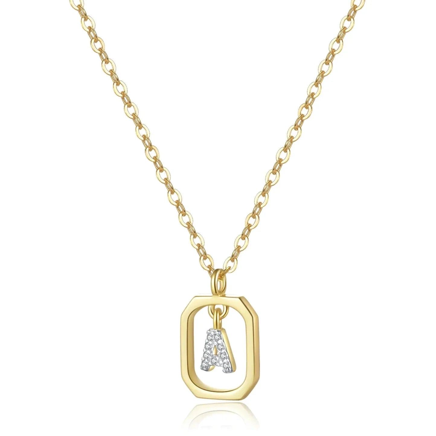 Iniciales with Zirconia Necklace (18K Gold Plated)