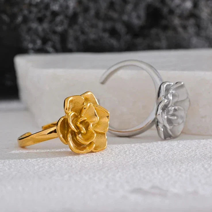 Lotus Adjustable Ring (18K Gold Plated)
